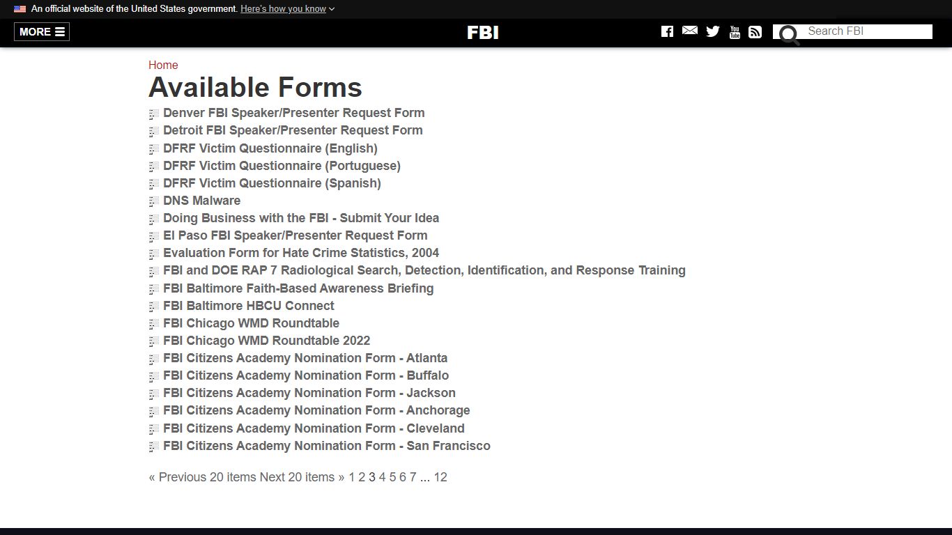 Available Forms - FBI