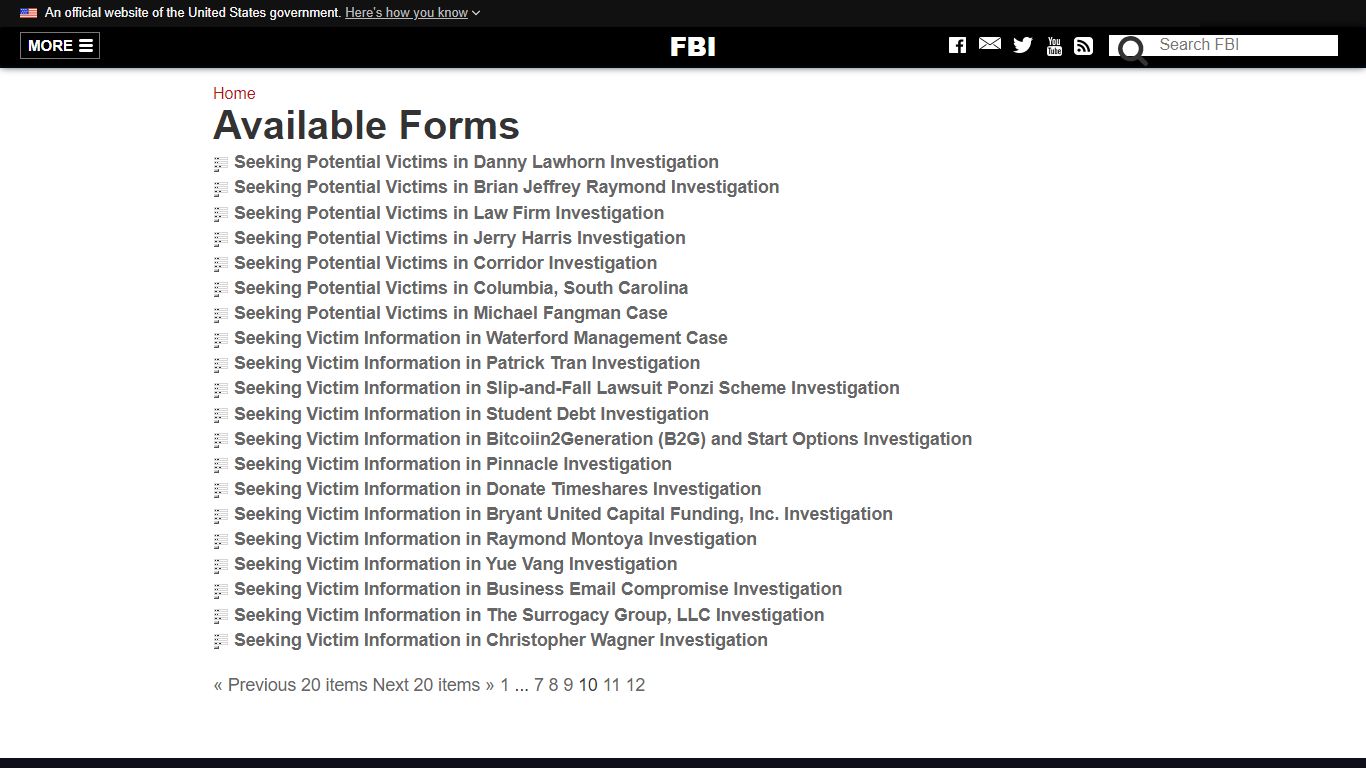 Available Forms - FBI